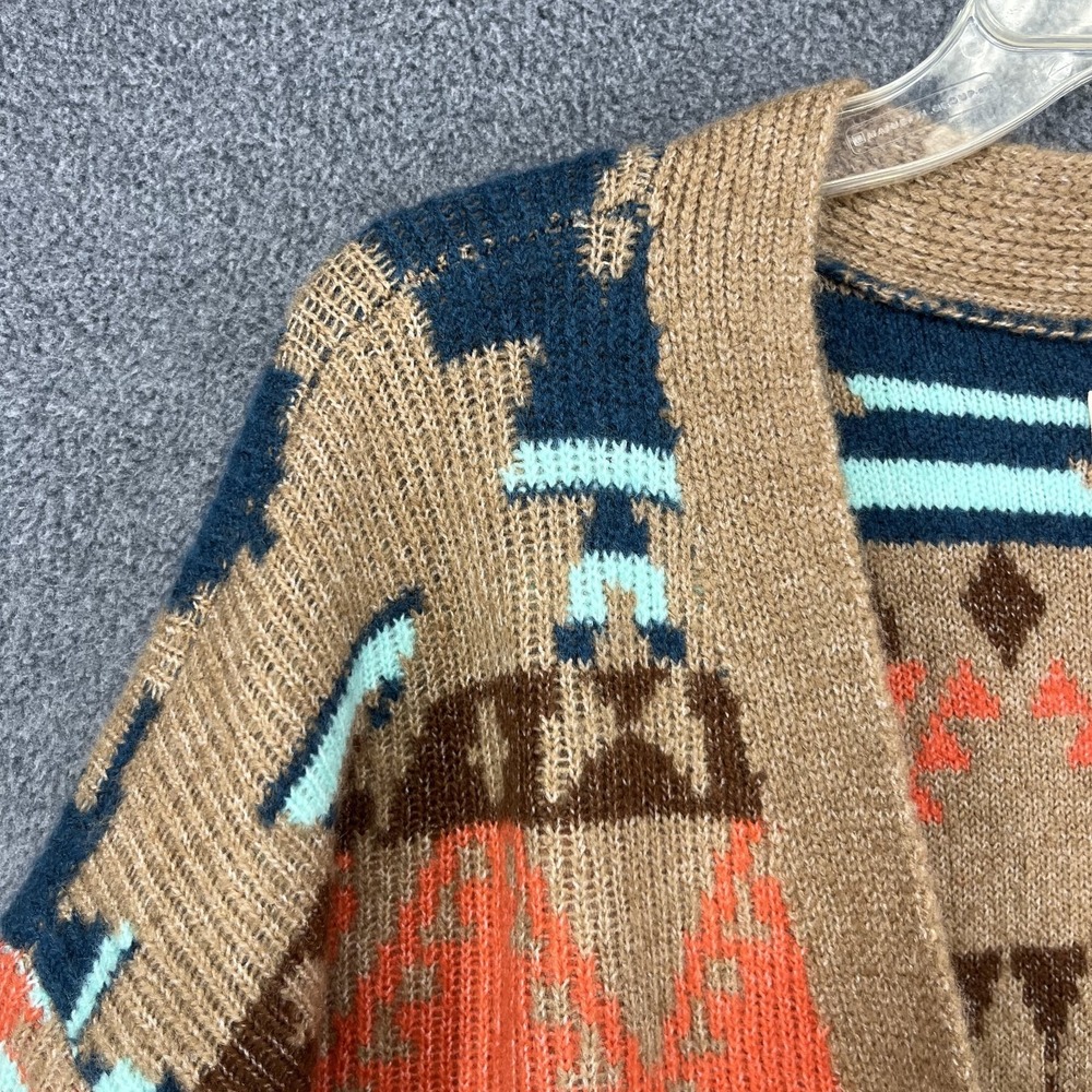 Lucky Brand Women Aztec Open Front Drape Cardigan XL Brown‎ Blue Boho western - Picture 4 of 15
